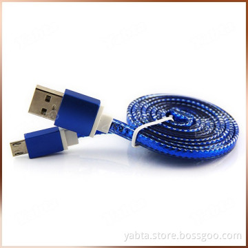 Blue 8 Pin Lightn Cable Braided Transparent Charger Cable